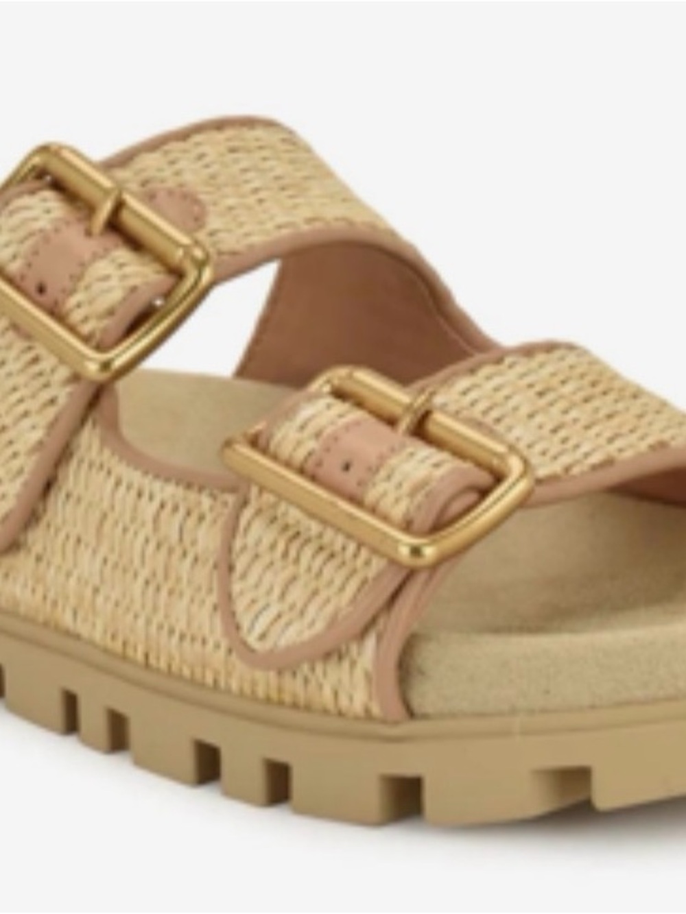 Nine West Tan Woven Double-Buckle Sandals